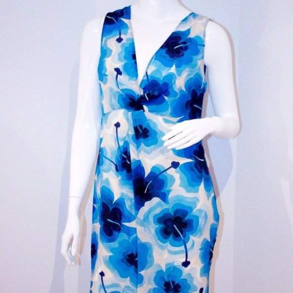 LOVE MOSCHINO Blue Cream Under Slip FLORAL Dress